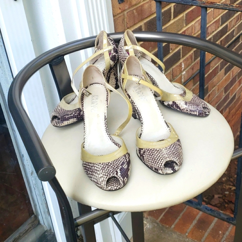 Franco Sarto wedge snake print sandals